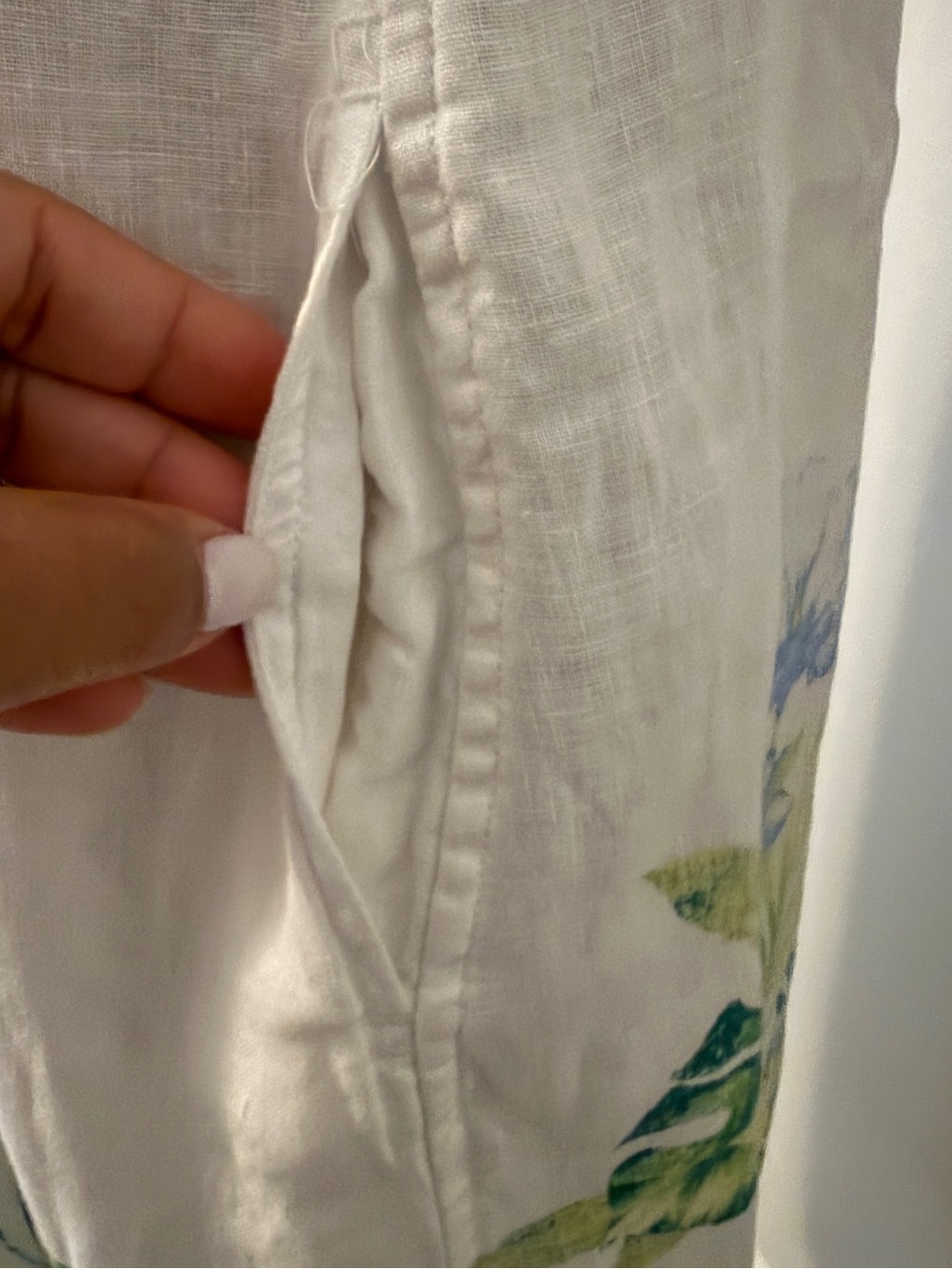 Tommy Bahama White Linen Button-Front Midi Dress with Tropical Hem Size M - Picture 6 of 11
